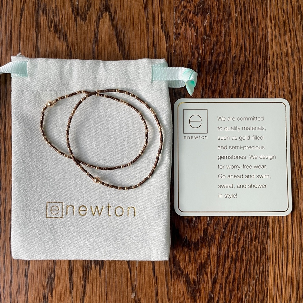 ENewton gently used gold & brown bracelets!  Worry free wear-swim, sweat in them - Picture 2 of 5